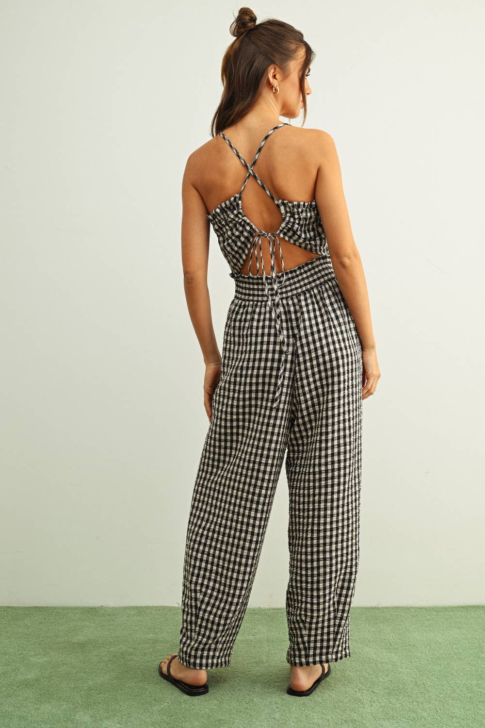 GINGHAM PRINT JUMPSUIT