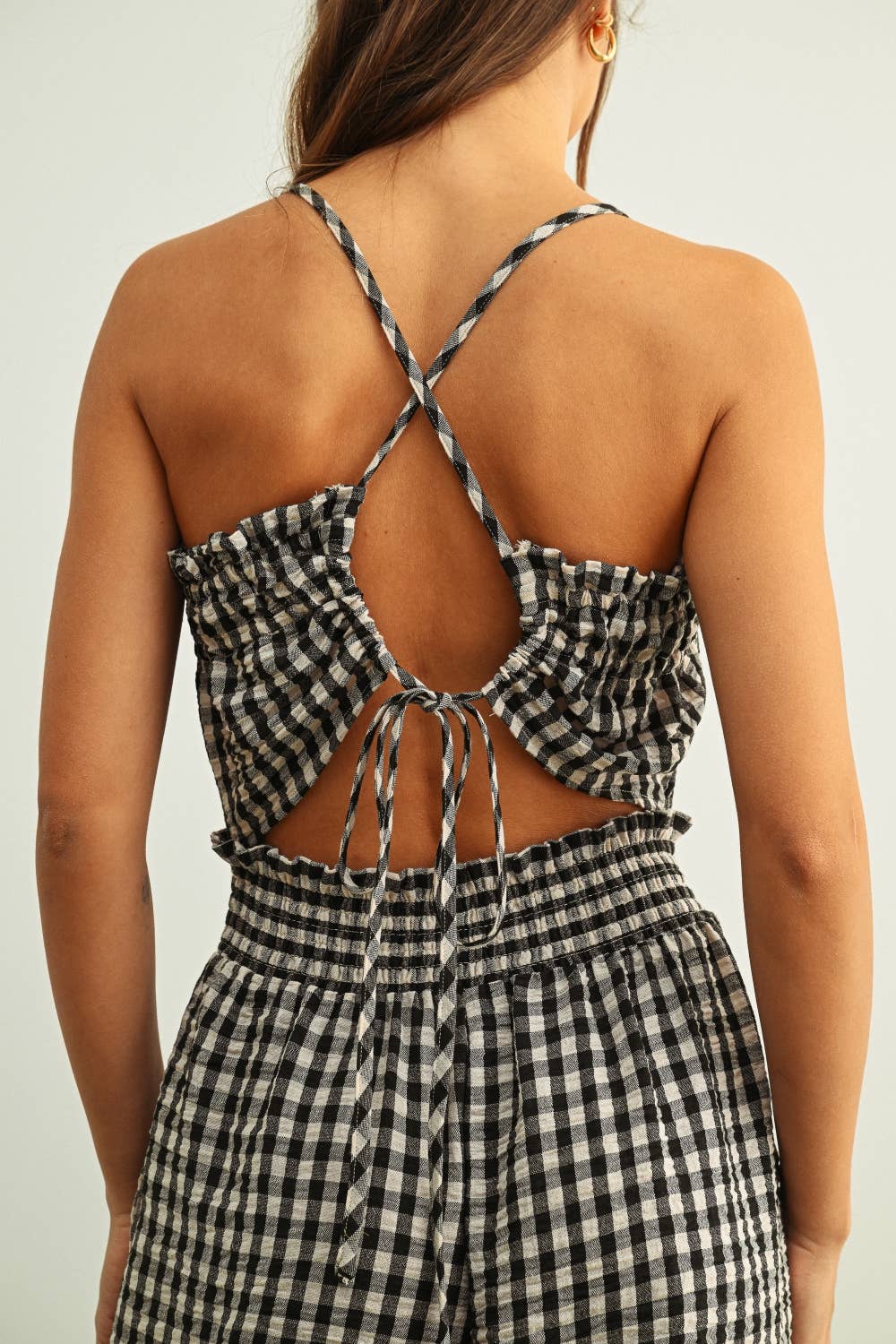 GINGHAM PRINT JUMPSUIT