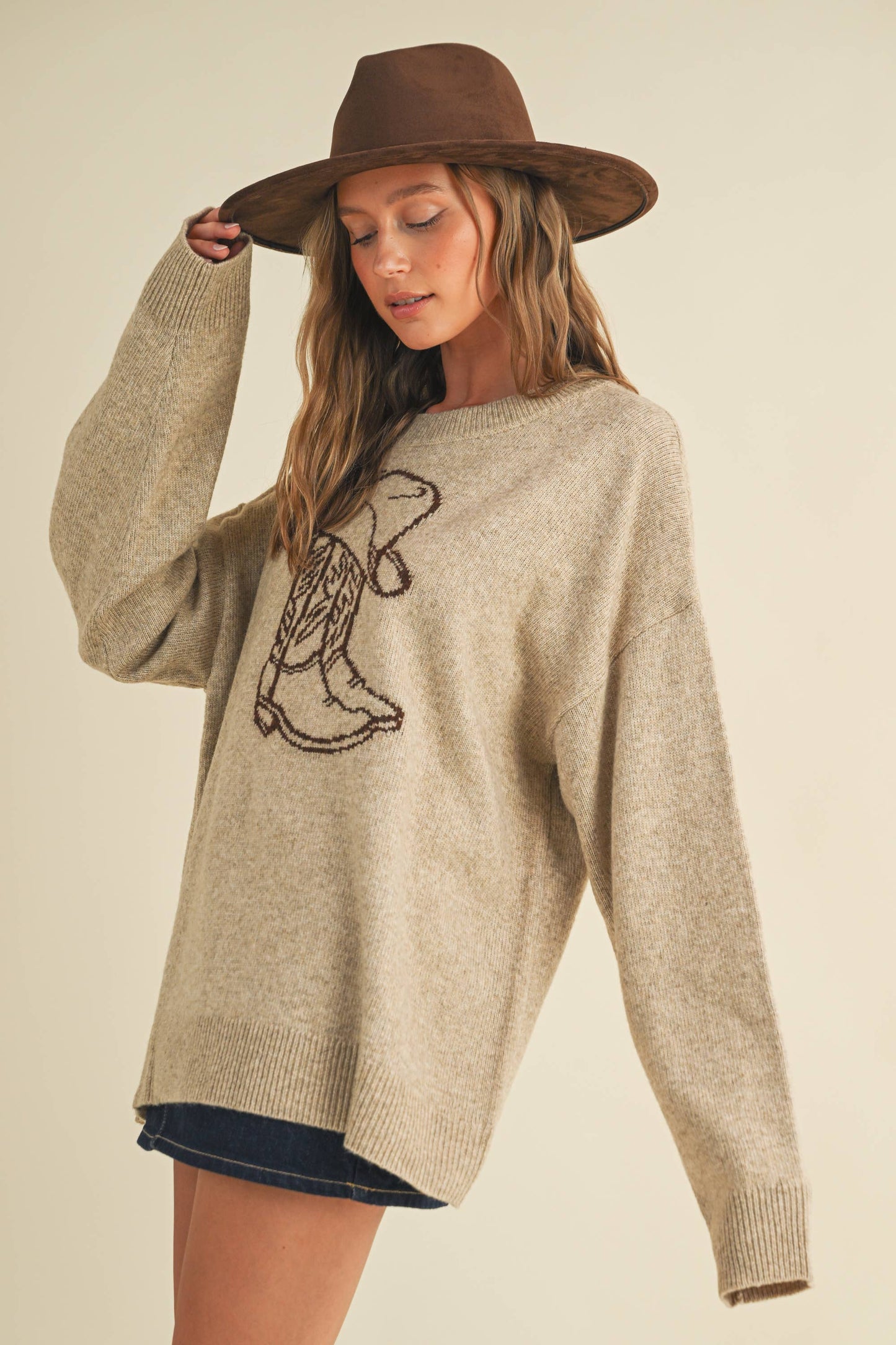 WESTERN COWBOY BOOT AND HAT SWEATER
