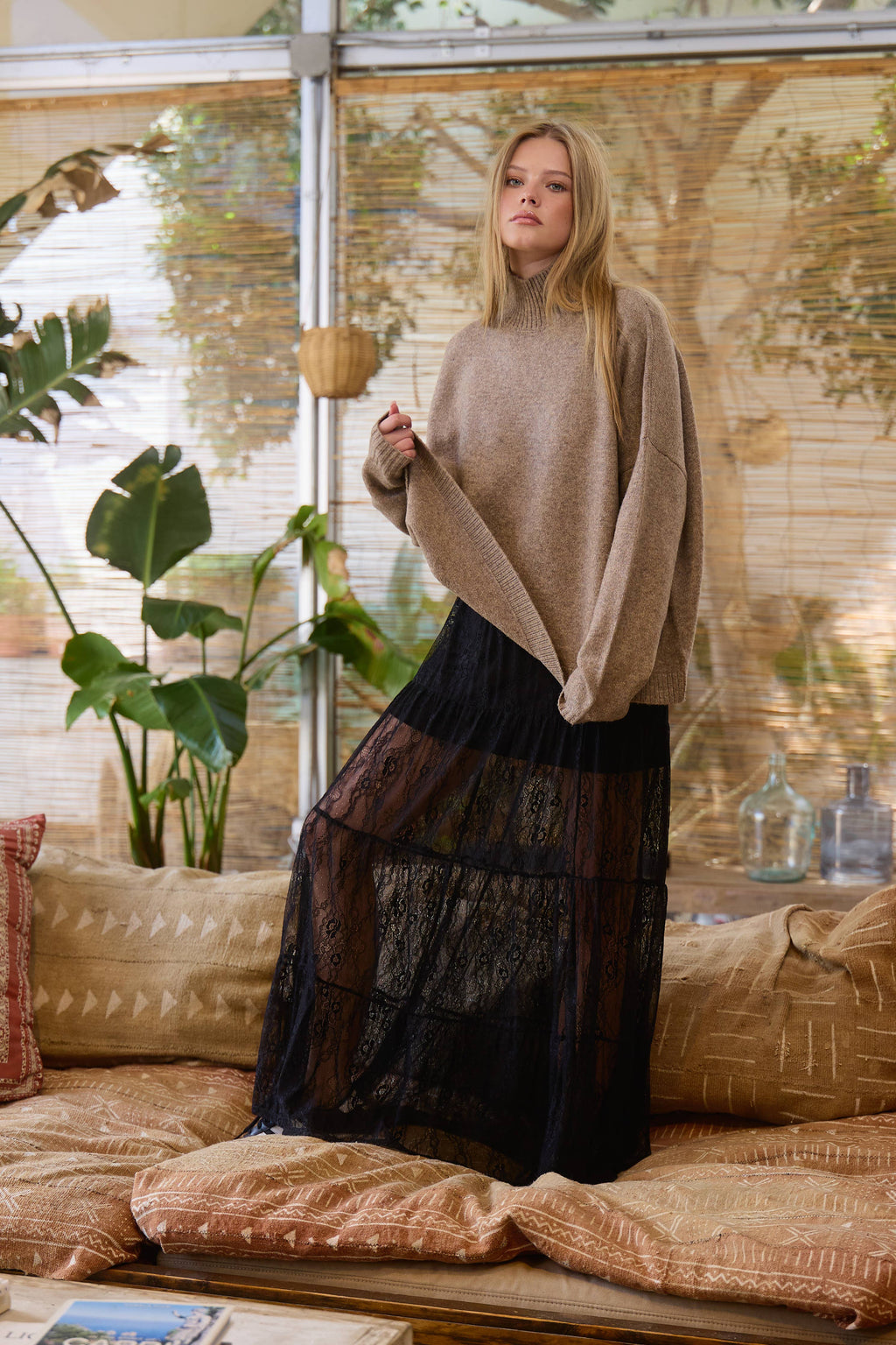 Cozy Oversized Drop Shoulder Turtleneck Knit Sweater