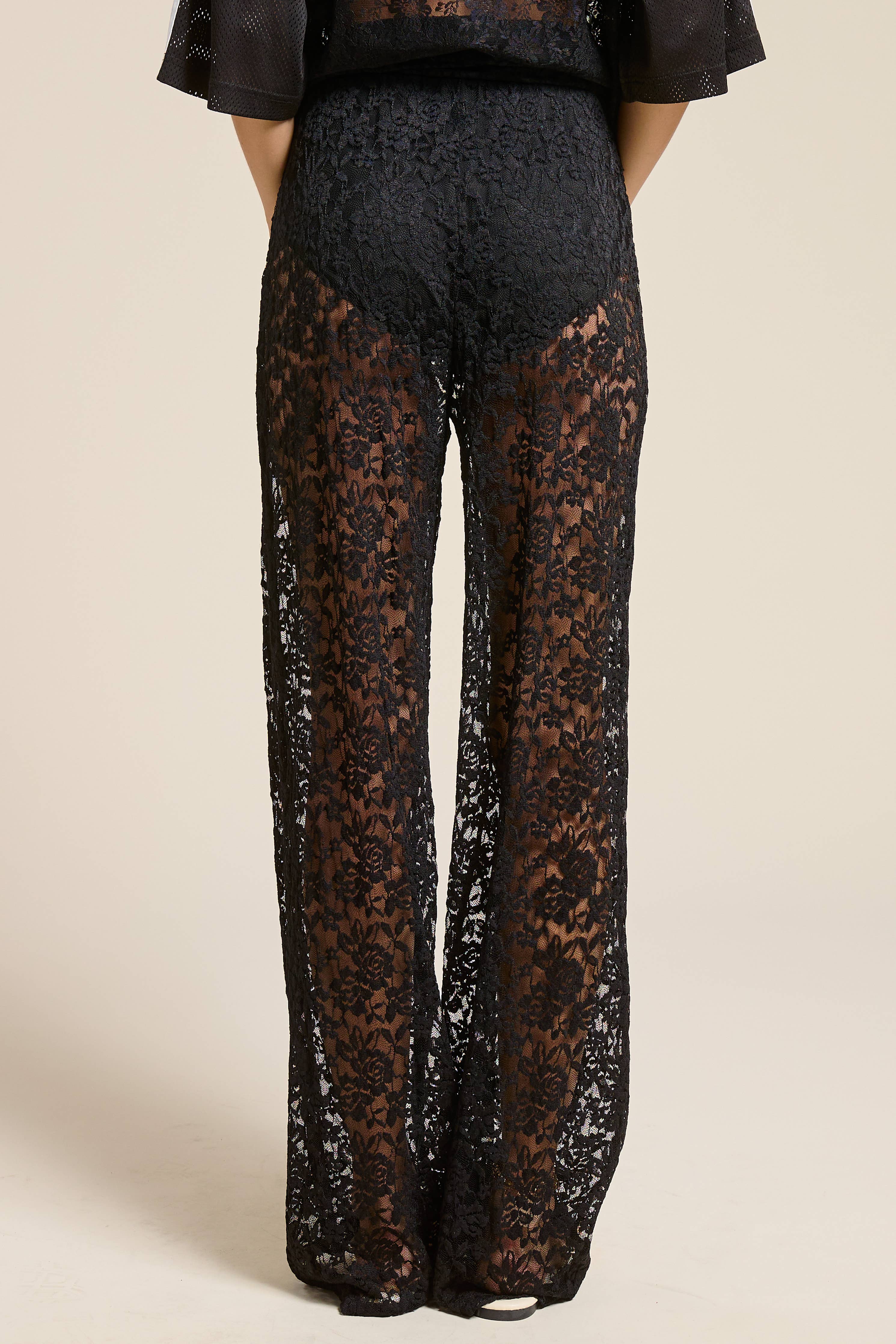High Waist Sheer Lace Pants with Underwear Lining