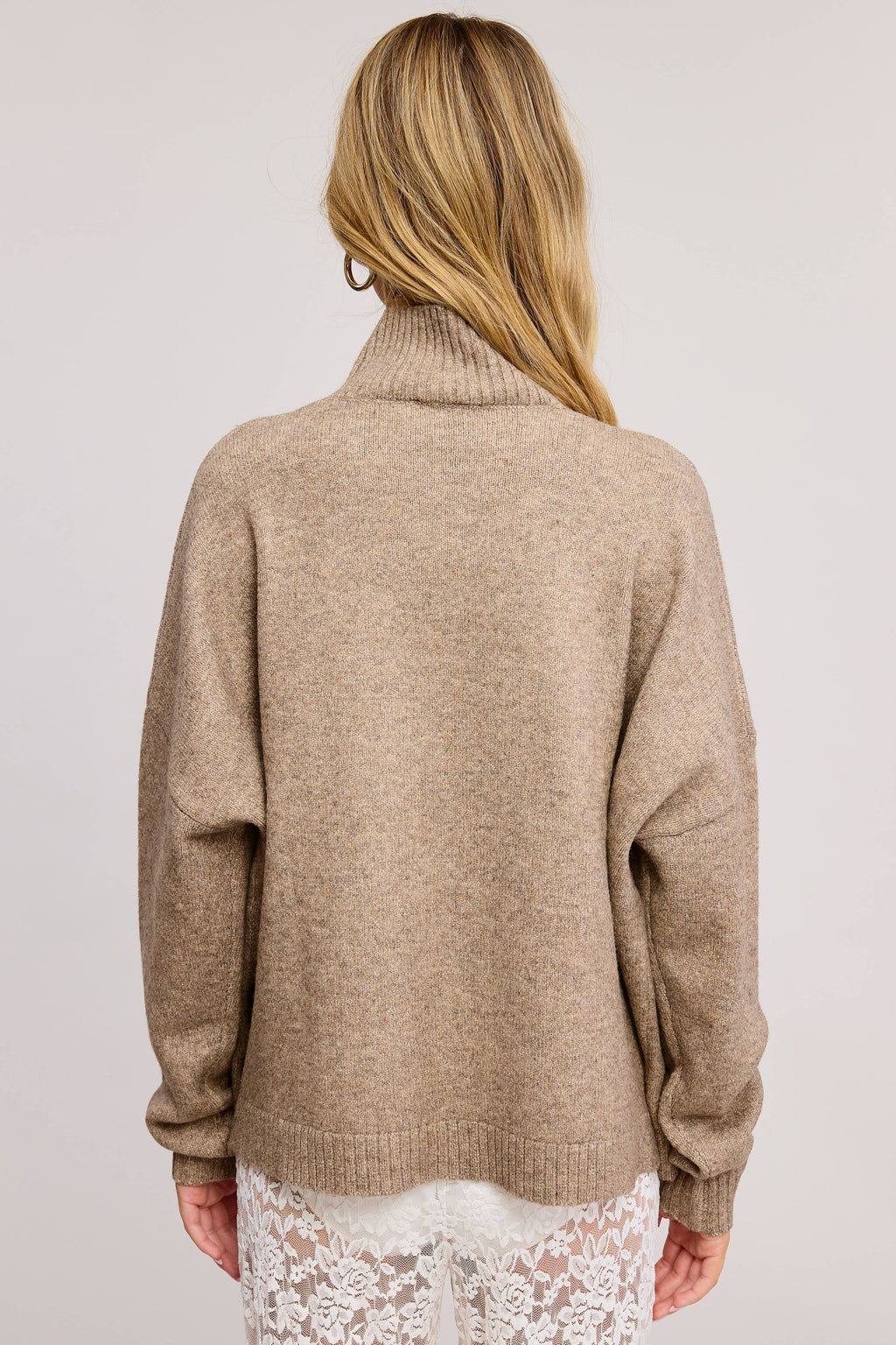 Cozy Oversized Drop Shoulder Turtleneck Knit Sweater