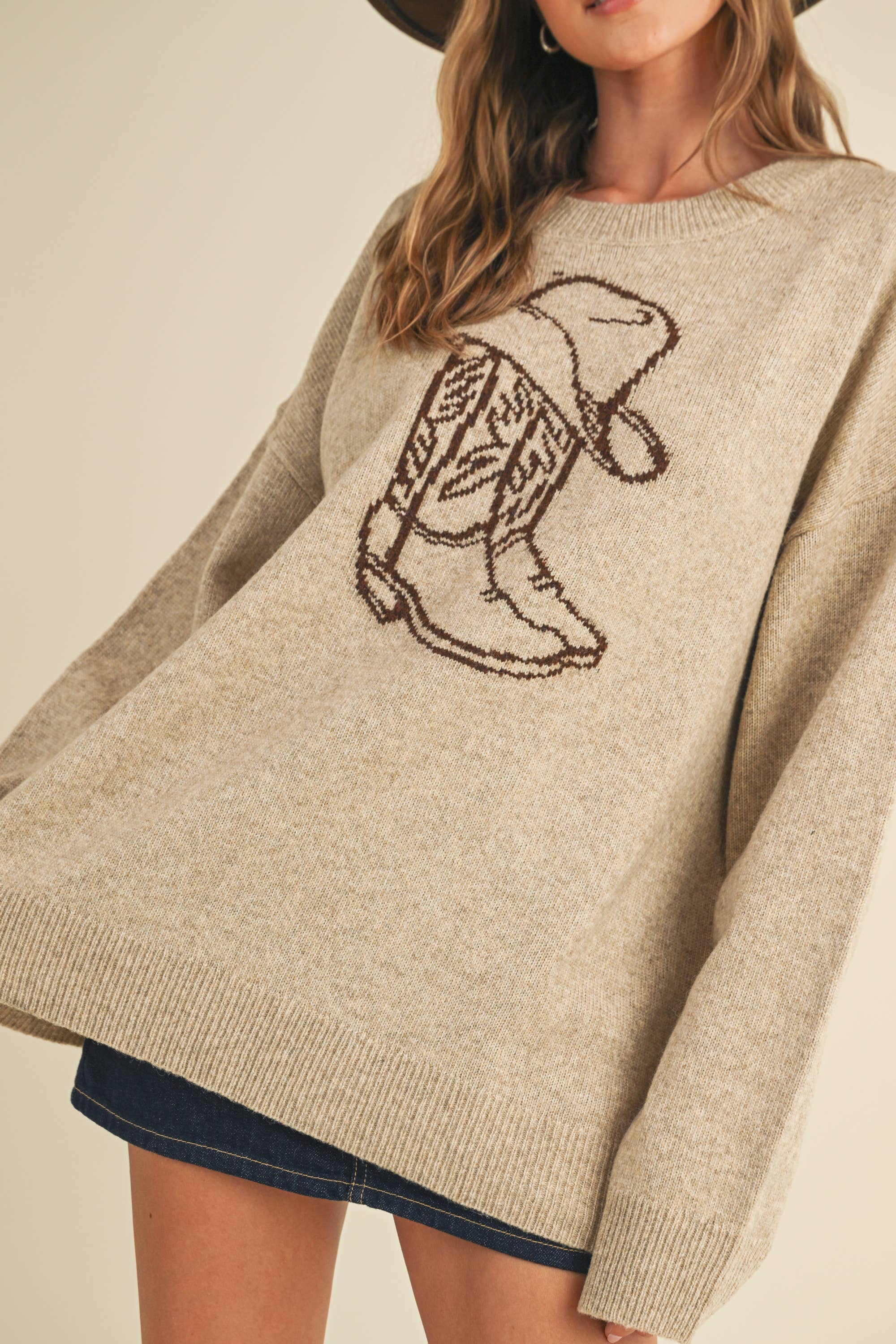 WESTERN COWBOY BOOT AND HAT SWEATER